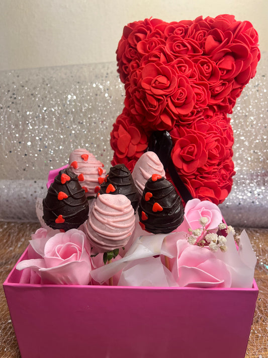 Luxury Rose Bear & Strawberry Delight Box