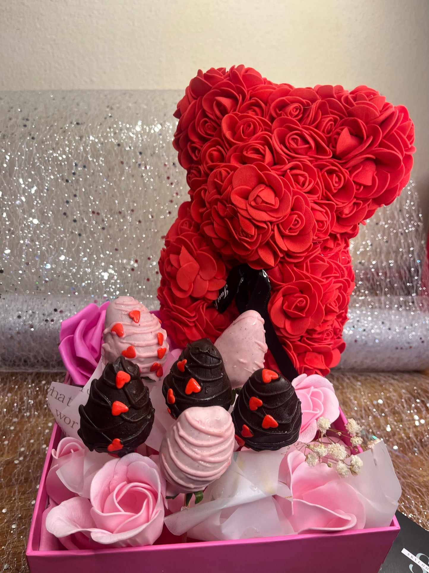 Luxury Rose Bear & Strawberry Delight Box